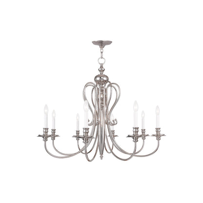 Livex Lighting Caldwell Collection 8 Light Polished Nickel Chandelier in Polished Nickel 5168-35