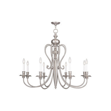 Livex Lighting Caldwell Collection 8 Light Brushed Nickel Chandelier in Brushed Nickel 5168-91