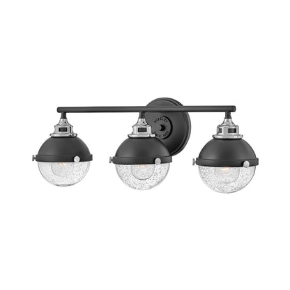 Hinkley Lighting Fletcher Three Light Vanity Black with Chrome accents 5173BK-CM