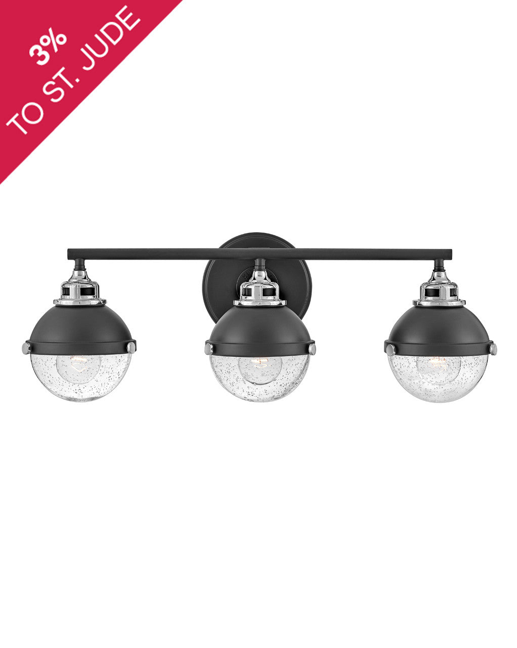 Hinkley Lighting Fletcher Three Light Vanity Black with Chrome accents 5173BK-CM