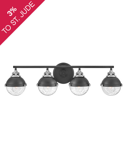 Hinkley Lighting Fletcher Four Light Vanity Black with Chrome accents 5174BK-CM