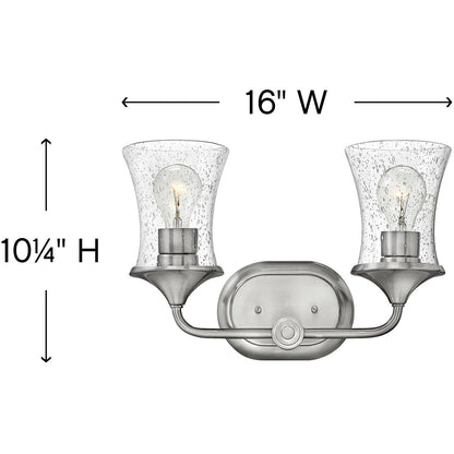 Hinkley Lighting Thistledown Two Light Vanity Brushed Nickel with Clear glass Clear Seedy Glass 51802BN-CL