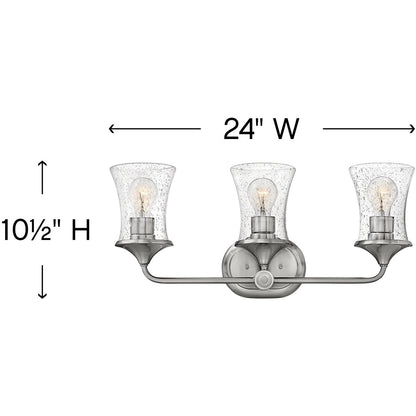 Hinkley Lighting Thistledown Three Light Vanity Brushed Nickel with Clear glass Clear Seedy Glass 51803BN-CL