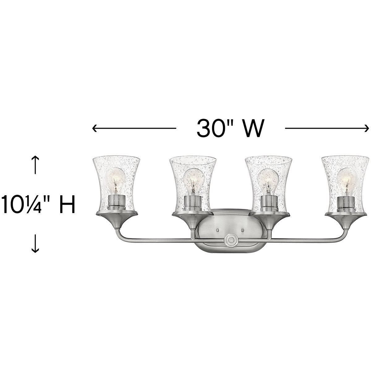 Hinkley Lighting Thistledown Four Light Vanity Brushed Nickel with Clear glass Clear Seedy Glass 51804BN-CL