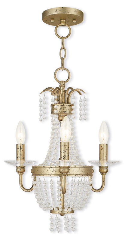 Livex Lighting Valentina Collection 3 Light WG Mini Chandelier/Ceiling Mount in Hand Applied Winter Gold 51843-28