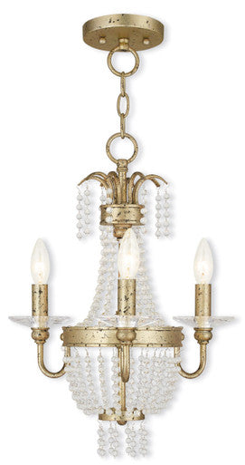 Livex Lighting Valentina Collection 3 Light WG Mini Chandelier/Ceiling Mount in Hand Applied Winter Gold 51843-28