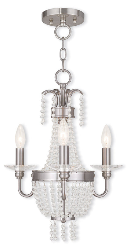 Livex Lighting Valentina Collection 3 Light BN Mini Chandelier/Ceiling Mount in Brushed Nickel 51843-91