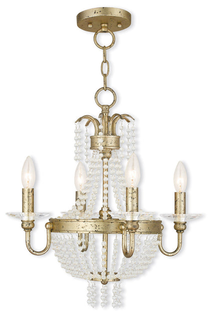 Livex Lighting Valentina Collection 4 Light WG Mini Chandelier/Ceiling Mount in Hand Applied Winter Gold 51844-28