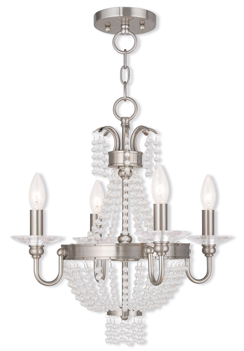 Livex Lighting Valentina Collection 4 Light BN Mini Chandelier/Ceiling Mount in Brushed Nickel 51844-91