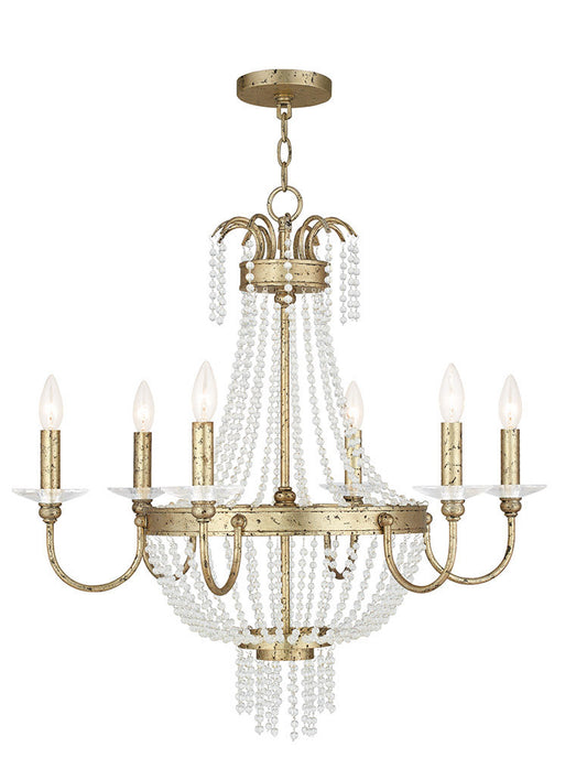 Livex Lighting Valentina Collection 6 Light Winter Gold Chandelier in Hand Applied Winter Gold 51846-28