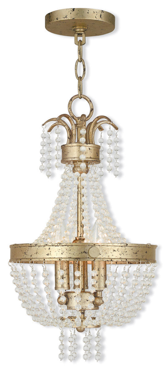 Livex Lighting Valentina Collection 3 Light Winter Gold Mini Pendant in Hand Applied Winter Gold 51853-28