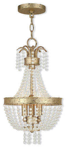 Livex Lighting Valentina Collection 3 Light Winter Gold Mini Pendant in Hand Applied Winter Gold 51853-28