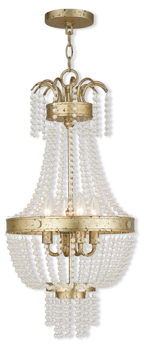 Livex Lighting Valentina Collection 4 Light Winter Gold Mini Pendant in Hand Applied Winter Gold 51854-28