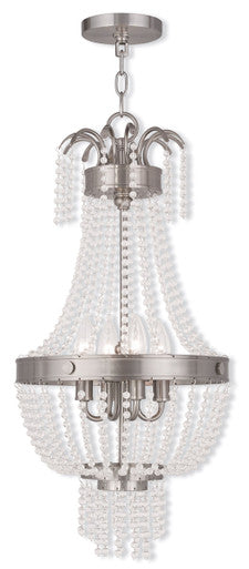 Livex Lighting Valentina Collection 4 Light Brushed Nickel Mini Pendant in Brushed Nickel 51854-91