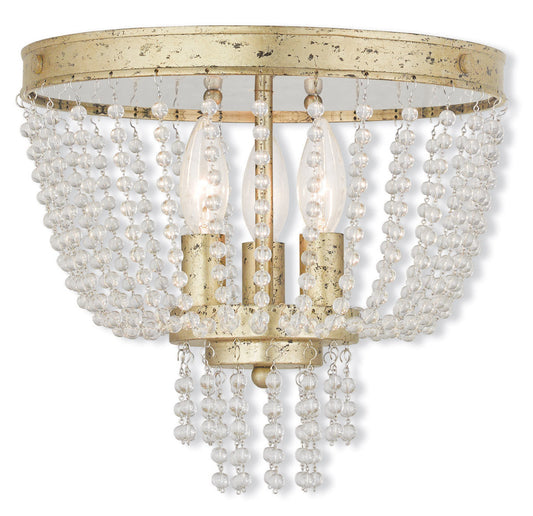 Livex Lighting Valentina Collection 3 Light Winter Gold Ceiling Mount in Hand Applied Winter Gold 51864-28