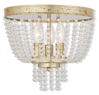 Livex Lighting Valentina Collection 3 Light Winter Gold Ceiling Mount in Hand Applied Winter Gold 51864-28