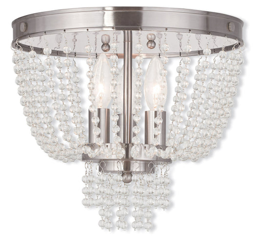 Livex Lighting Valentina Collection 3 Light Brushed Nickel Ceiling Mount in Brushed Nickel 51864-91