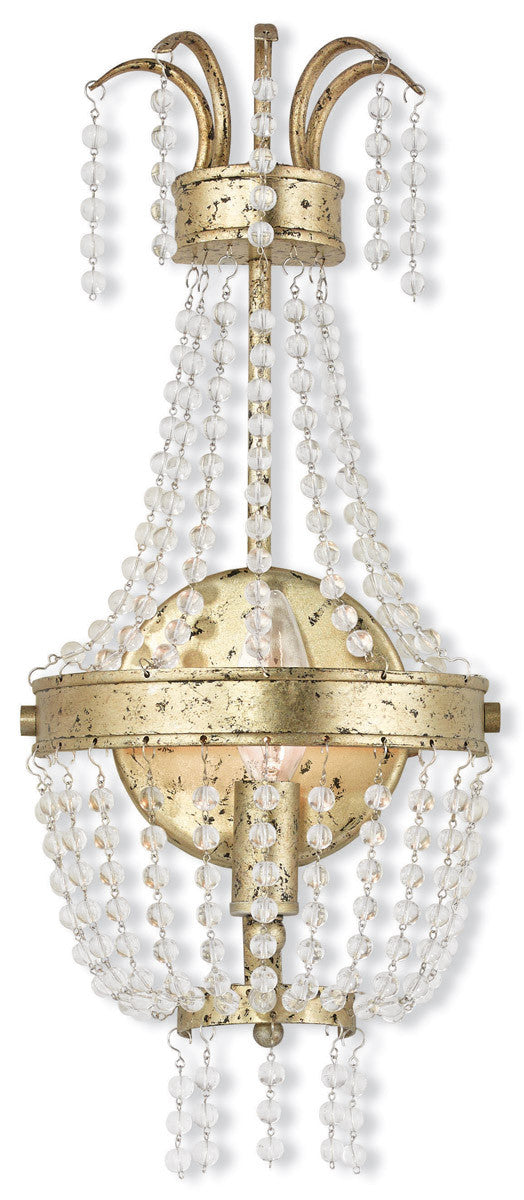 Livex Lighting Valentina Collection 1 Light Winter Gold Wall Sconce in Hand Applied Winter Gold 51872-28