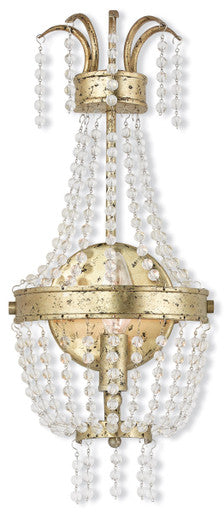 Livex Lighting Valentina Collection 1 Light Winter Gold Wall Sconce in Hand Applied Winter Gold 51872-28