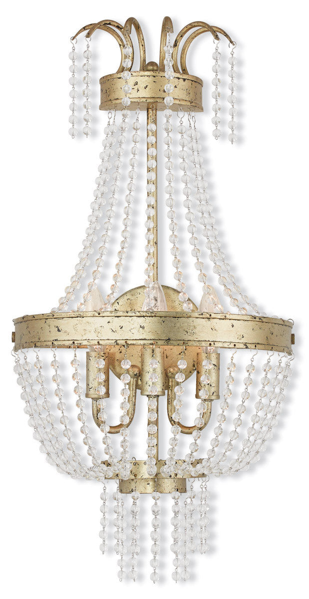 Livex Lighting Valentina Collection 3 Light Winter Gold Wall Sconce in Hand Applied Winter Gold 51874-28