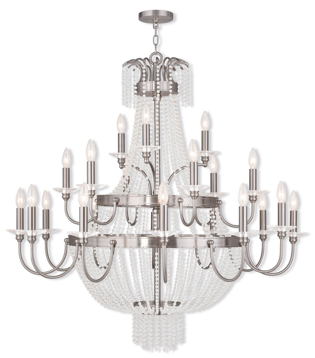 Livex Lighting Valentina Collection 21 Light Brushed Nickel Foyer Chandelier in Brushed Nickel 51877-91