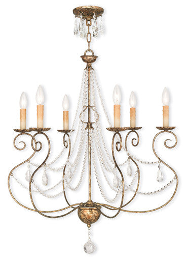 Livex Lighting Isabella Collection 6 Light European Bronze Chandelier in Hand Applied European Bronze 51906-36