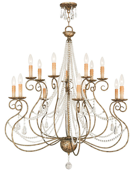 Livex Lighting Isabella Collection 7+ 7 European Bronze Foyer Chandelier in Hand Applied European Bronze 51910-36