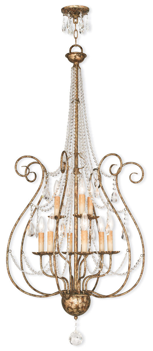 Livex Lighting Isabella Collection 6 Light + 3 Light EB Foyer Chandelier in Hand Applied European Bronze 51911-36