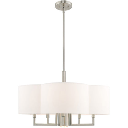 Livex Lighting Chelsea Collection 6 Lt Brushed Nickel Pendant Chandelier in Brushed Nickel 51925-91