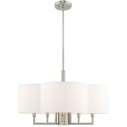 Livex Lighting Chelsea Collection 6 Lt Brushed Nickel Pendant Chandelier in Brushed Nickel 51925-91