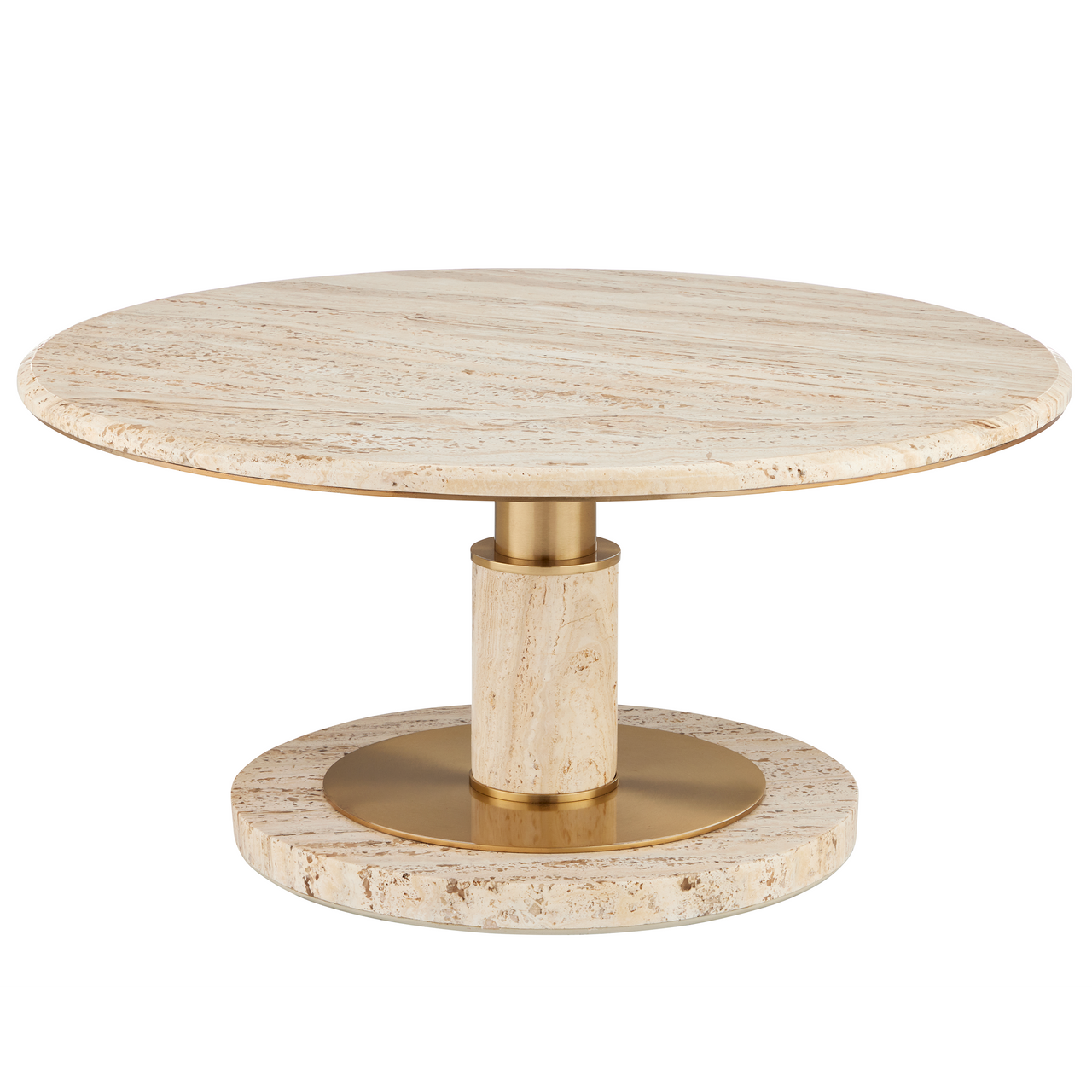 Currey & Co. 17.25" Miles Travertine Cocktail Table 4000-0184