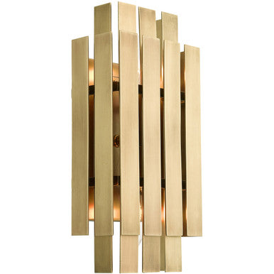 Livex Lighting Greenwich Collection 2 Lt Natural Brass ADA Wall Sconce in Natural Brass 52041-08