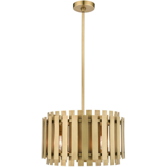 Livex Lighting Greenwich Collection 5 Lt Natural Brass Pendant Chandelier in Natural Brass 52048-08