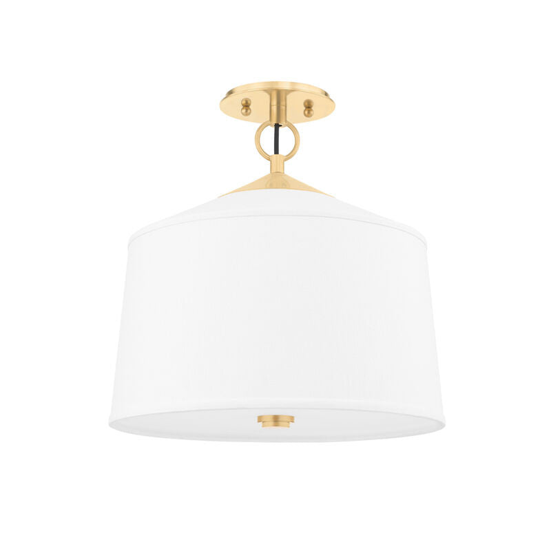 Hudson Valley Lighting White Plains Semi Flush in Aged Brass 5210-AGB