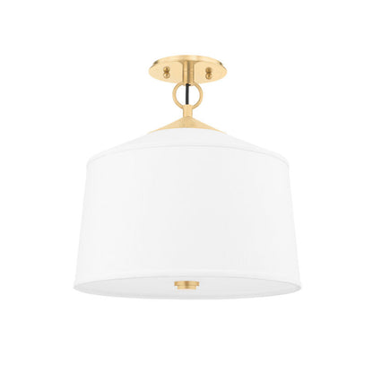 Hudson Valley Lighting White Plains Semi Flush in Aged Brass 5210-AGB