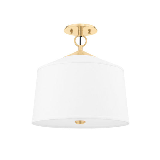 Hudson Valley Lighting White Plains Semi Flush in Aged Brass 5210-AGB