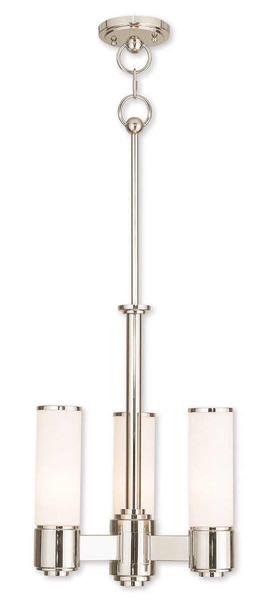 Livex Lighting Weston Collection 3 Light Polished Nickel Mini Chandelier in Polished Nickel 52103-35