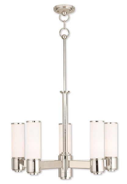 Livex Lighting Weston Collection 5 Light PN Dinette Chandelier in Polished Nickel 52105-35