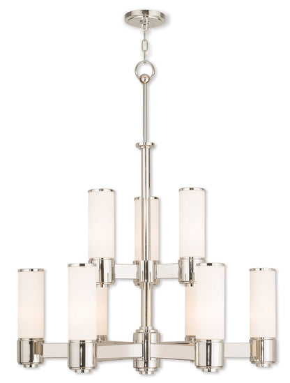 Livex Lighting Weston Collection 9 Light Polished Nickel Chandelier in Polished Nickel 52109-35