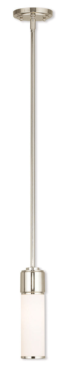 Livex Lighting Weston Collection 1 Light Polished Nickel Mini Pendant in Polished Nickel 52111-35