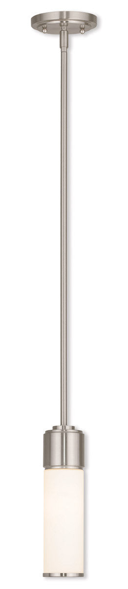 Livex Lighting Weston Collection 1 Light Brushed Nickel Mini Pendant in Brushed Nickel 52111-91