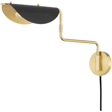 Hudson Valley Lighting Suffield Plug-In Sconce in Aged Brass/soft Black 5213-AGB/SBK