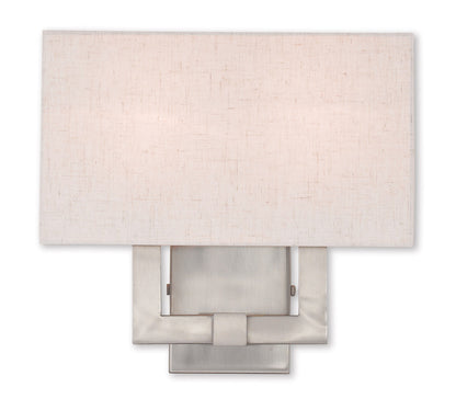 Livex Lighting Meridian Collection 2 Light Brushed Nickel Wall Sconce in Brushed Nickel 52132-91