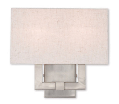 Livex Lighting Meridian Collection 2 Light Brushed Nickel Wall Sconce in Brushed Nickel 52132-91