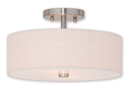 Livex Lighting Meridian Collection 2 Light Brushed Nickel Ceiling Mount in Brushed Nickel 52134-91