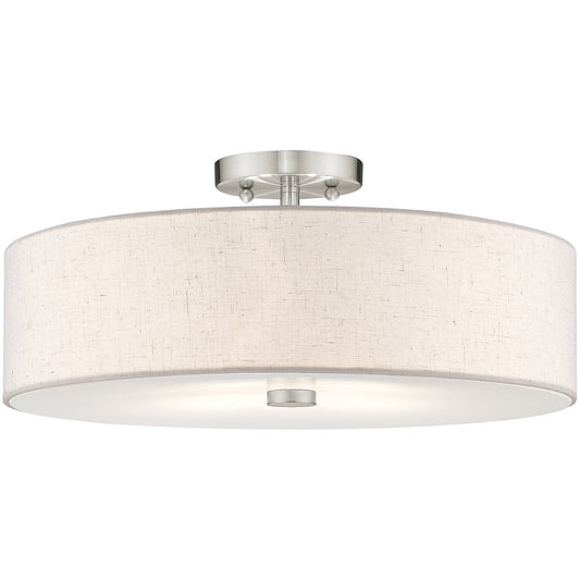 Livex Lighting Meridian Collection 4 Light Brushed Nickel Ceiling Mount in Brushed Nickel 52136-91