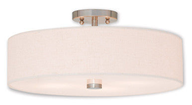 Livex Lighting Meridian Collection 4 Light Brushed Nickel Ceiling Mount in Brushed Nickel 52136-91