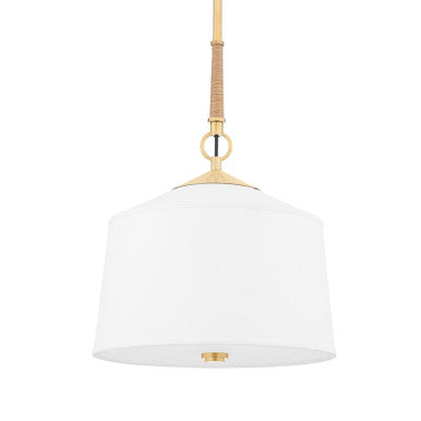 Hudson Valley Lighting White Plains Pendant in Aged Brass 5214-AGB