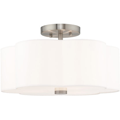 Livex Lighting Chelsea Collection 3 Lt Brushed Nickel Ceiling Mount in Brushed Nickel 52153-91