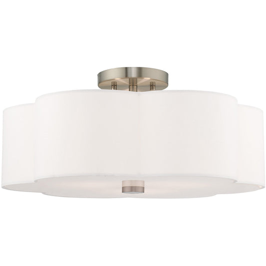 Livex Lighting Chelsea Collection 3 Lt Brushed Nickel Ceiling Mount in Brushed Nickel 52154-91